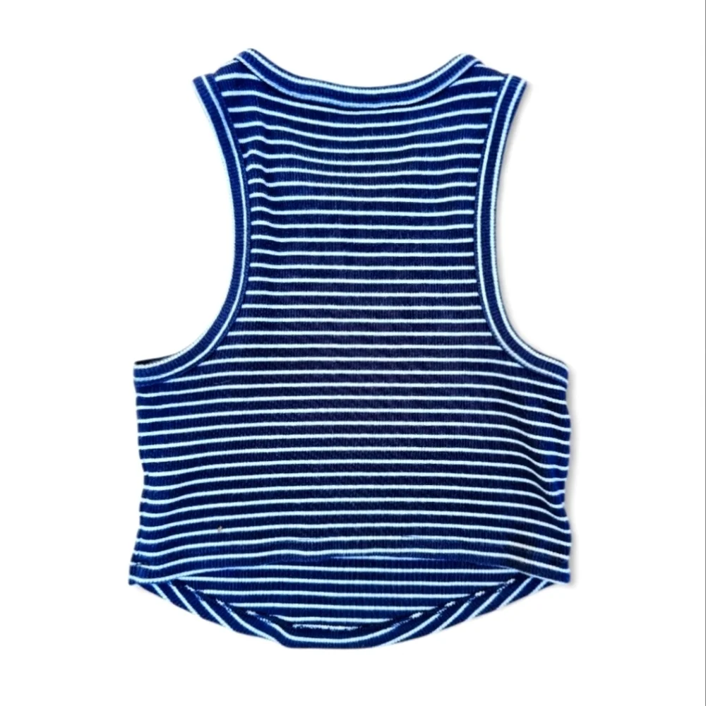 Aerie Blue and White Striped Cropped Tank Top, Size XS - Picture 2 of 3